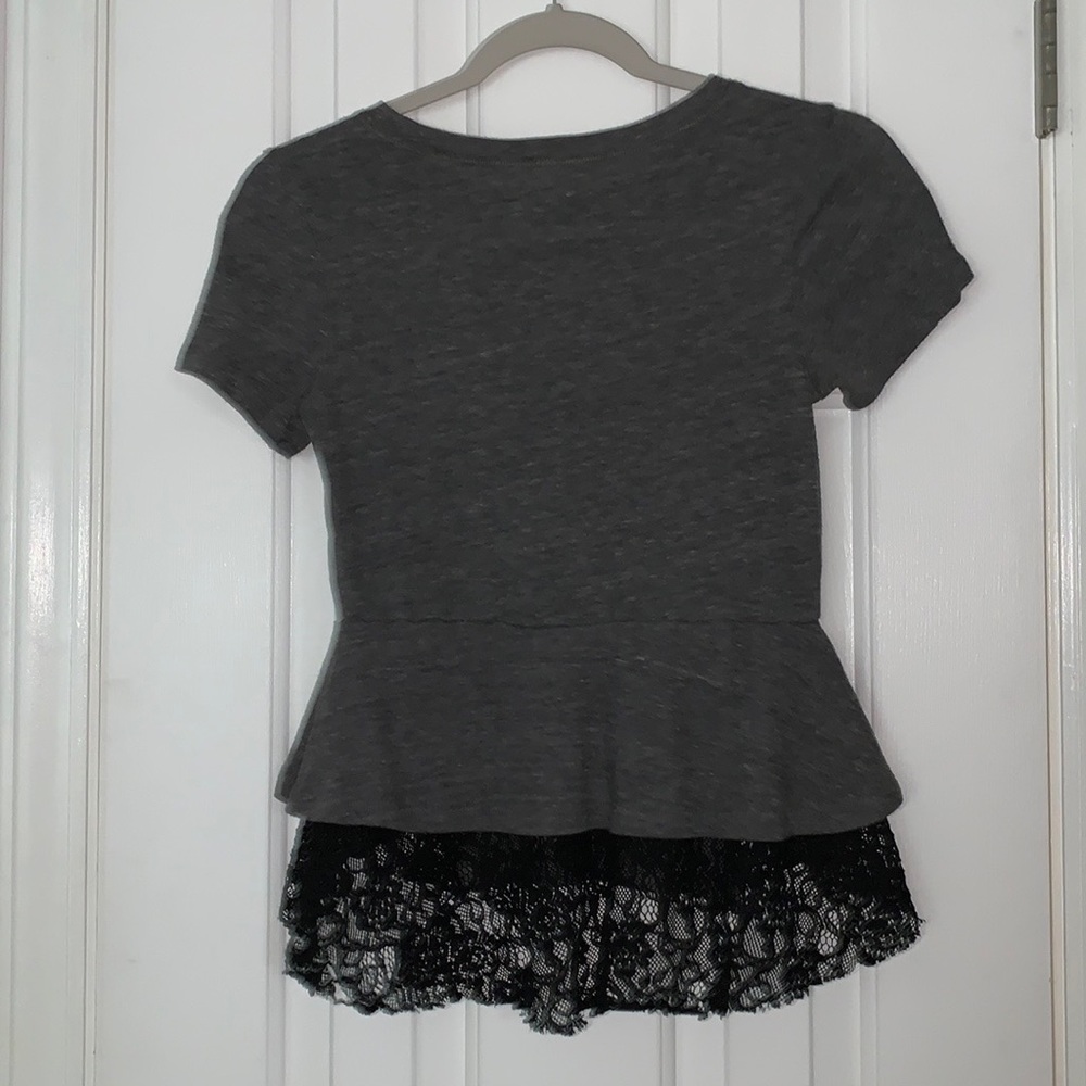Free People gray and black lace shirt sz Small - Picture 2 of 9